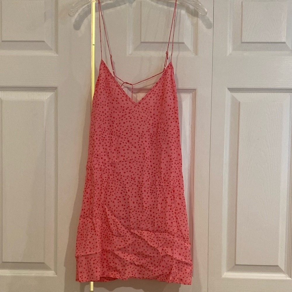 For Love & Lemons Pink Twinkle Slip Mini Dress Cowl Neck Spaghetti Strap L NWT - Picture 3 of 8